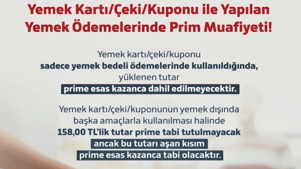 SGKdan Yemek Karti Aciklamasi Yemek Odemelerinde Prim Muafiyeti Uygulamasi Basladi1